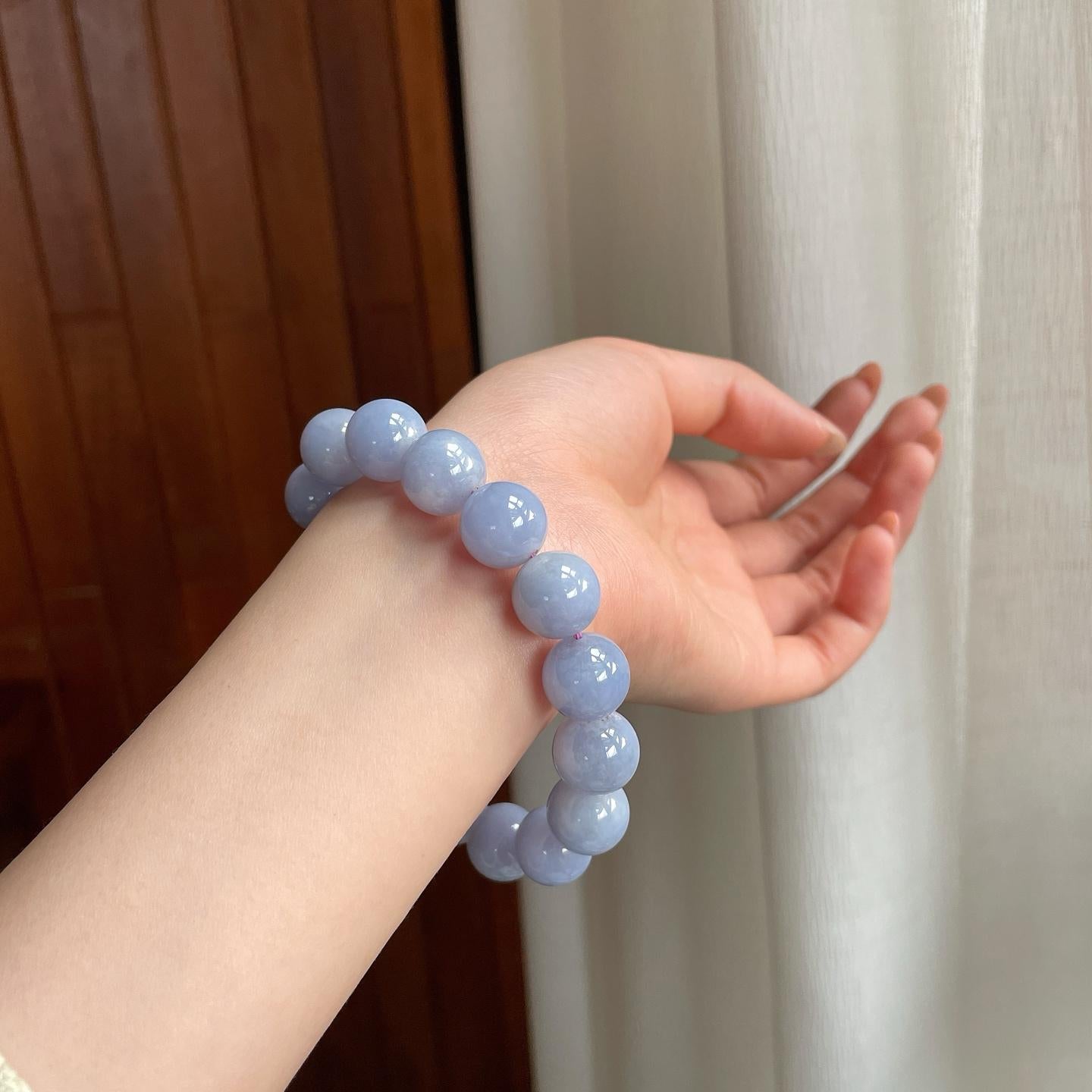 糯冰紫罗兰翡翠珠串手串（yc344541）