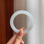 糯冰淡底色翡翠圆条手镯（55.7mm)（yc376718）
