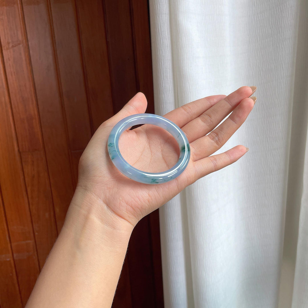 冰紫底飘花圆条手镯（52mm）（yc422964）