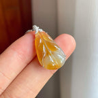 18k金镶糯冰黄翡翡翠叶子（yc247176）