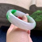 糯冰种飘阳绿宽版轮胎手镯（60.3mm）（yc254106）