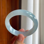 冰种带黄翡翡翠平安镯（55.5mm）（yc221947）