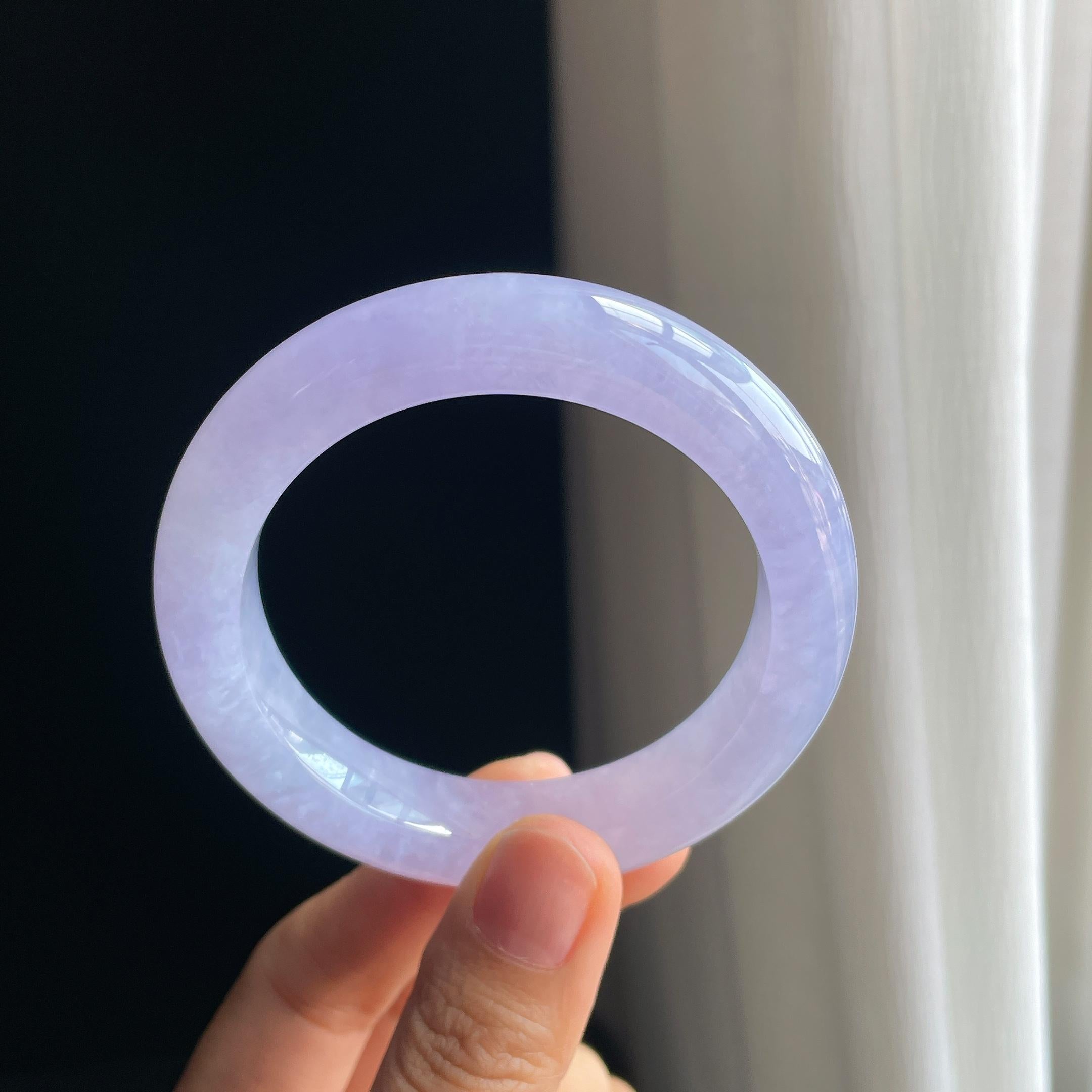 糯冰种紫罗兰翡翠平安镯（54.6mm)（yc349447）