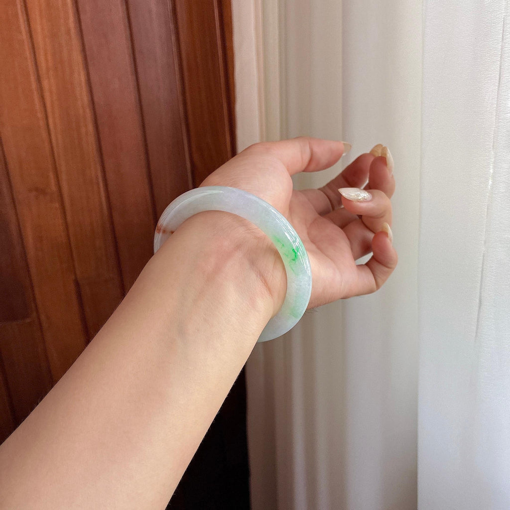 糯冰特色圆条手镯 58圈 天然缅甸A货翡翠（yc506955）