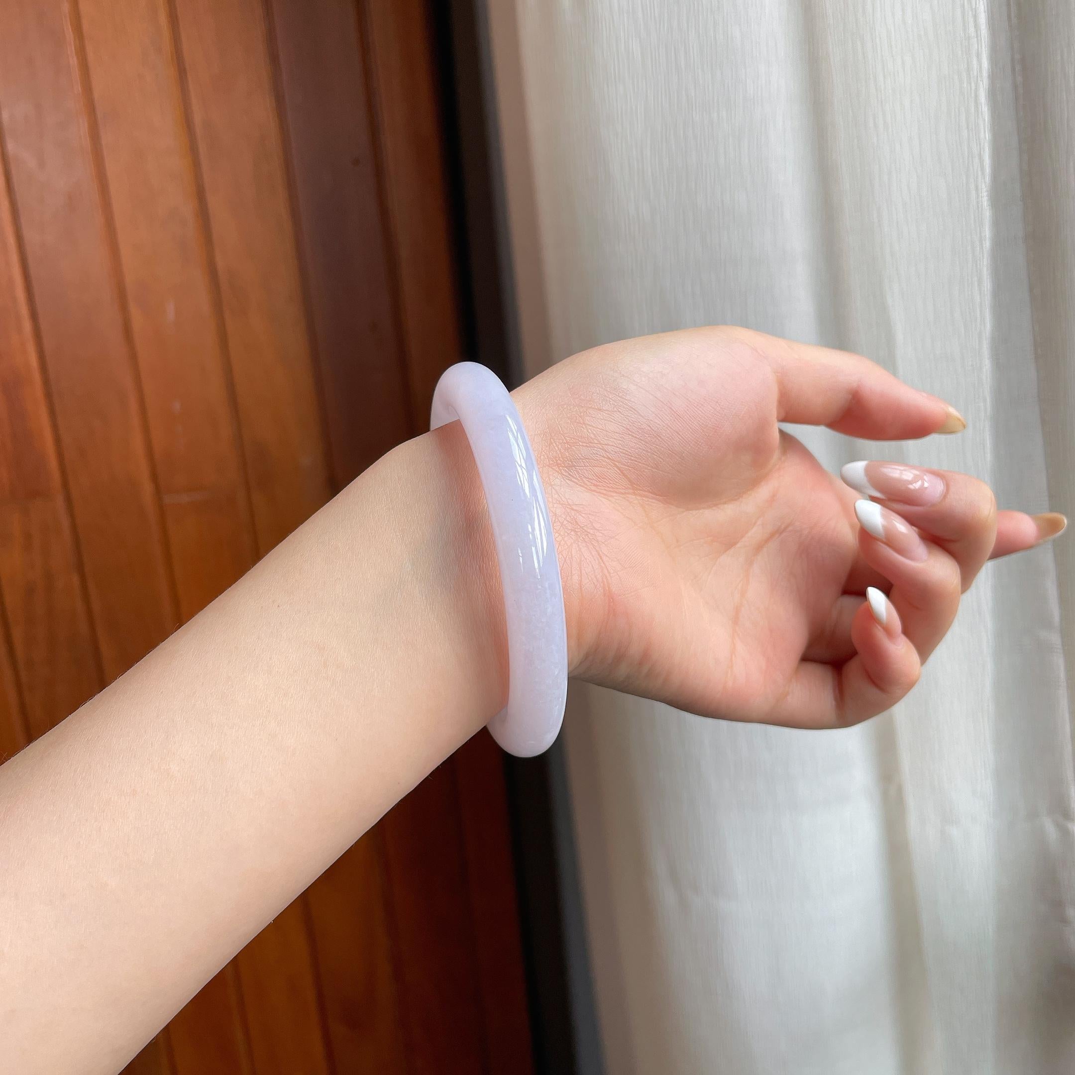糯冰紫罗兰翡翠圆条手镯（56mm)（yc415548）