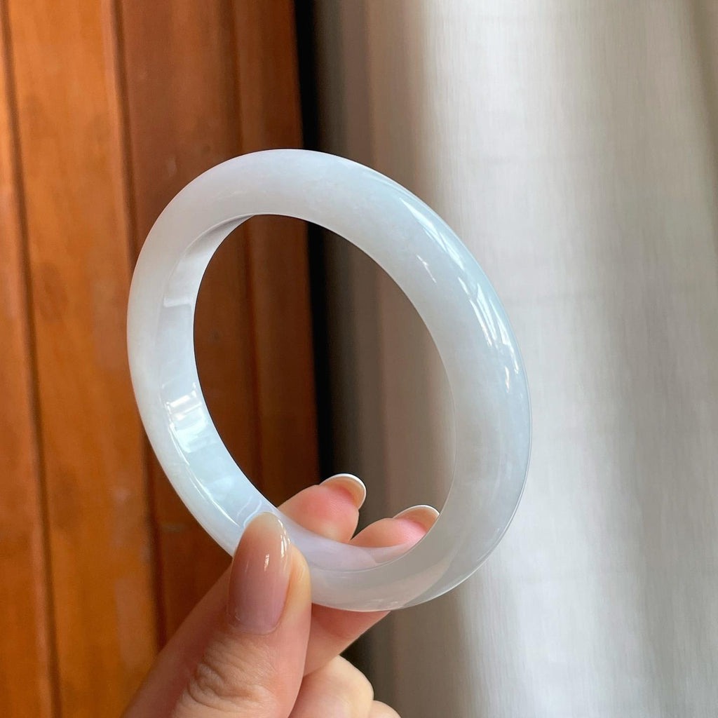 糯冰白月光翡翠平安镯（59.2mm)（yc373303）