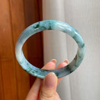 糯冰水墨花翡翠平安镯（60.3mm)（yc373946）