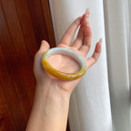 糯冰黄翡翡翠平安镯（56.7mm）（yc266558）