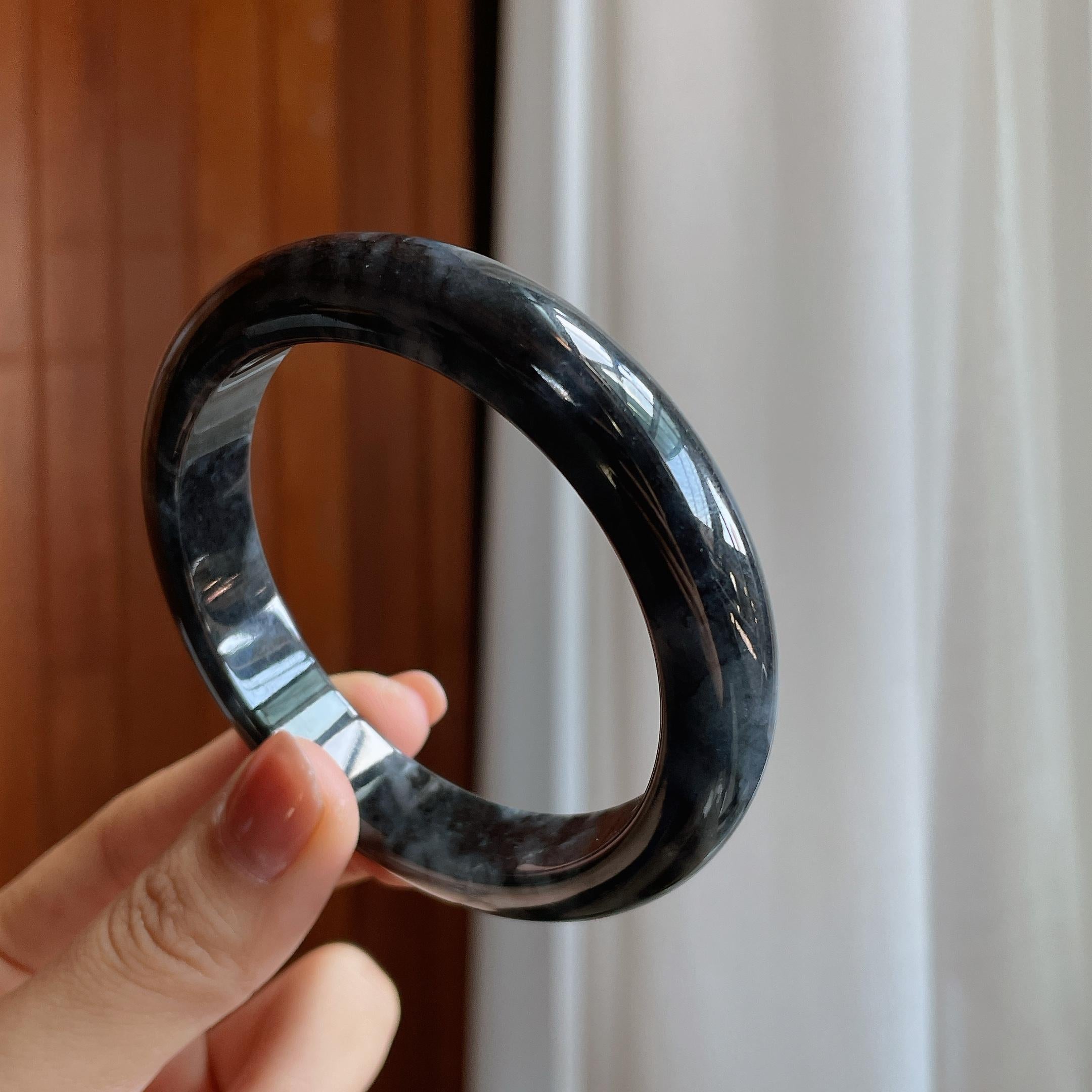 糯种乌鸡翡翠平安镯（61mm）（yc284630）