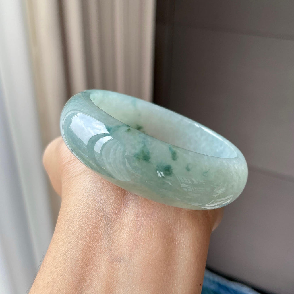 宽版轮胎镯   细糯种飘花宽版轮胎镯59圈    天然缅甸A货翡翠（yc421301）