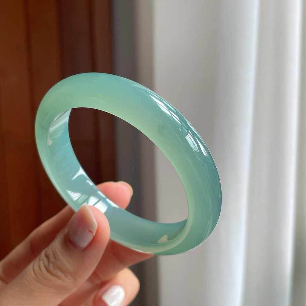 冰种蓝晴底翡翠平安镯（54.2mm）（yc257278）