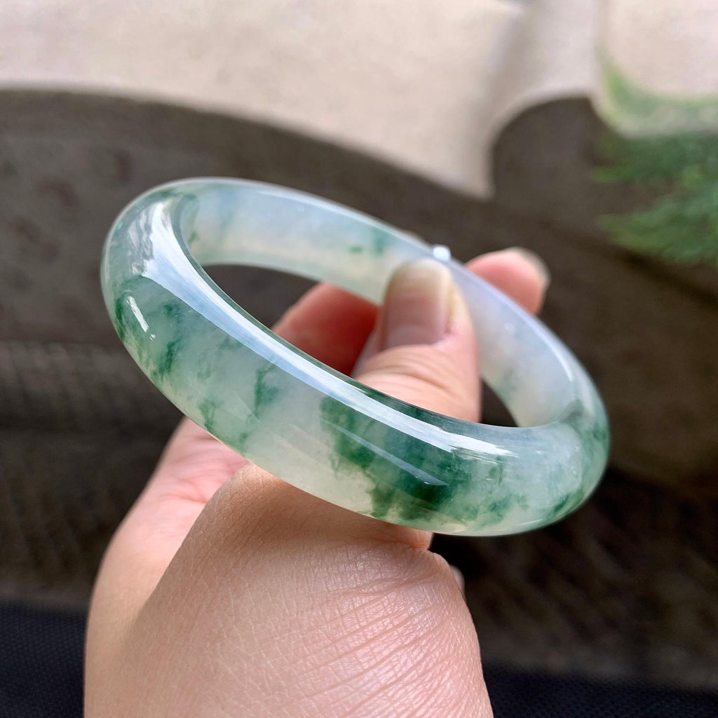 糯冰种飘花平安镯（54.8mm）（yc255595）