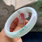 大圈口      细糯种飘花正圈平安镯60圈         天然缅甸A货翡翠（yc444700）