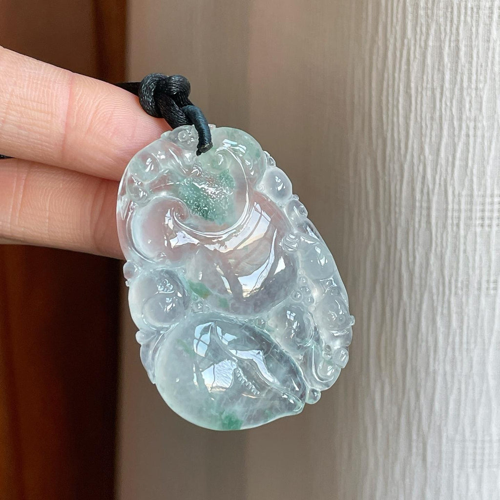 冰种飘花翡翠龙牌（yc284660）