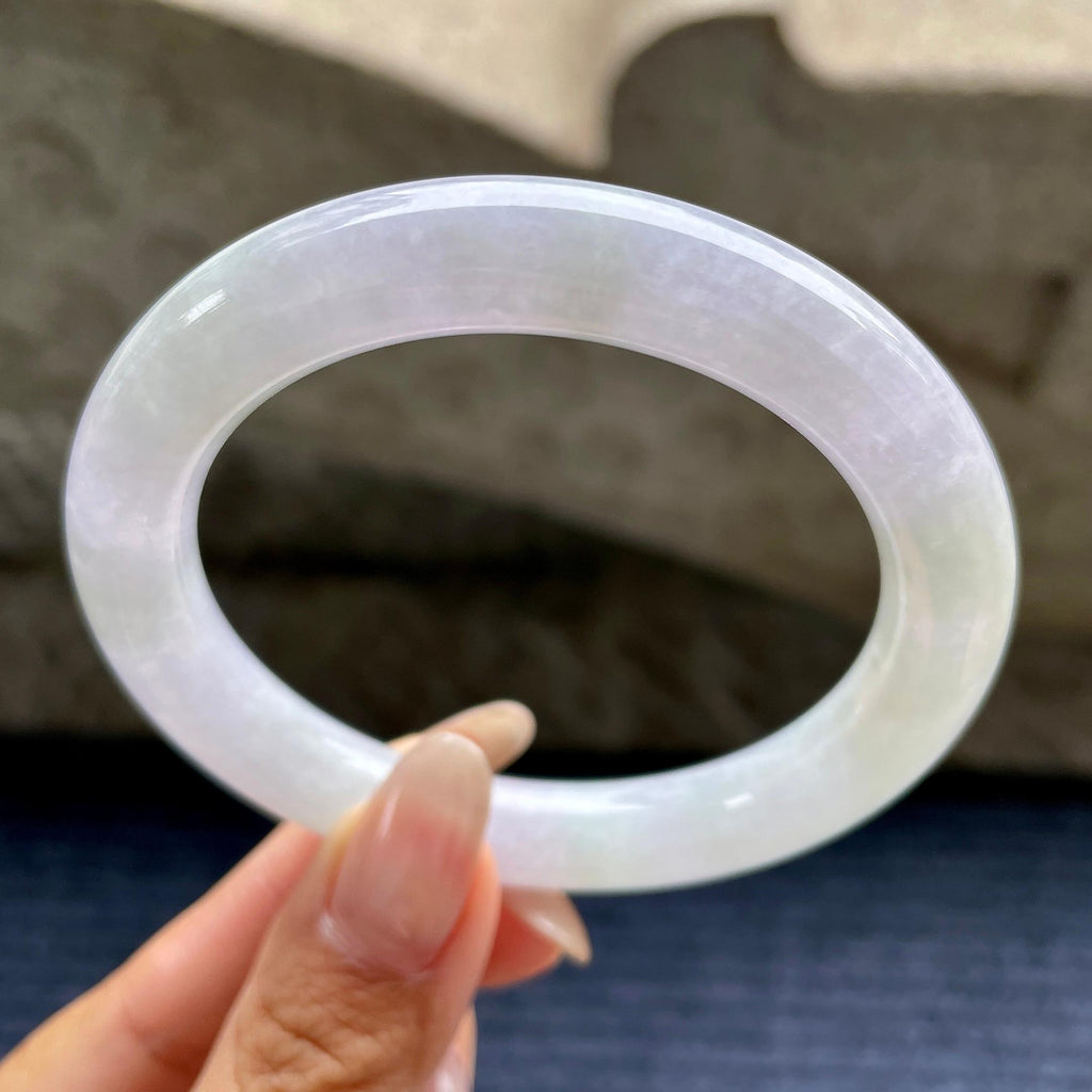 细糯种淡紫罗兰圆条手镯57.6圈口  天然缅甸A货翡翠（yc345821）