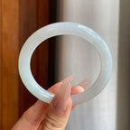 糯冰白月光翡翠圆条手镯（53.8mm）（yc284951）
