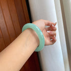 糯冰晴底翡翠圆条手镯（61mm）（yc267503）