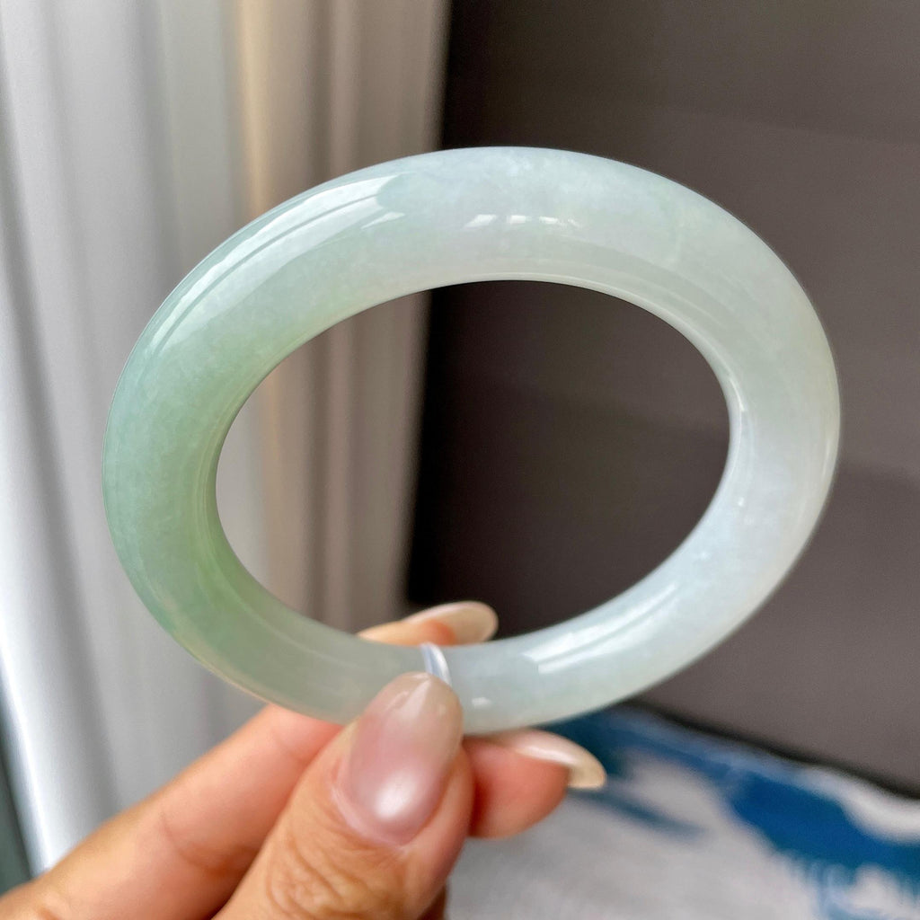 小圈口   细糯种晴底圆条手镯53.7圈   天然缅甸A货翡翠（yc346971）