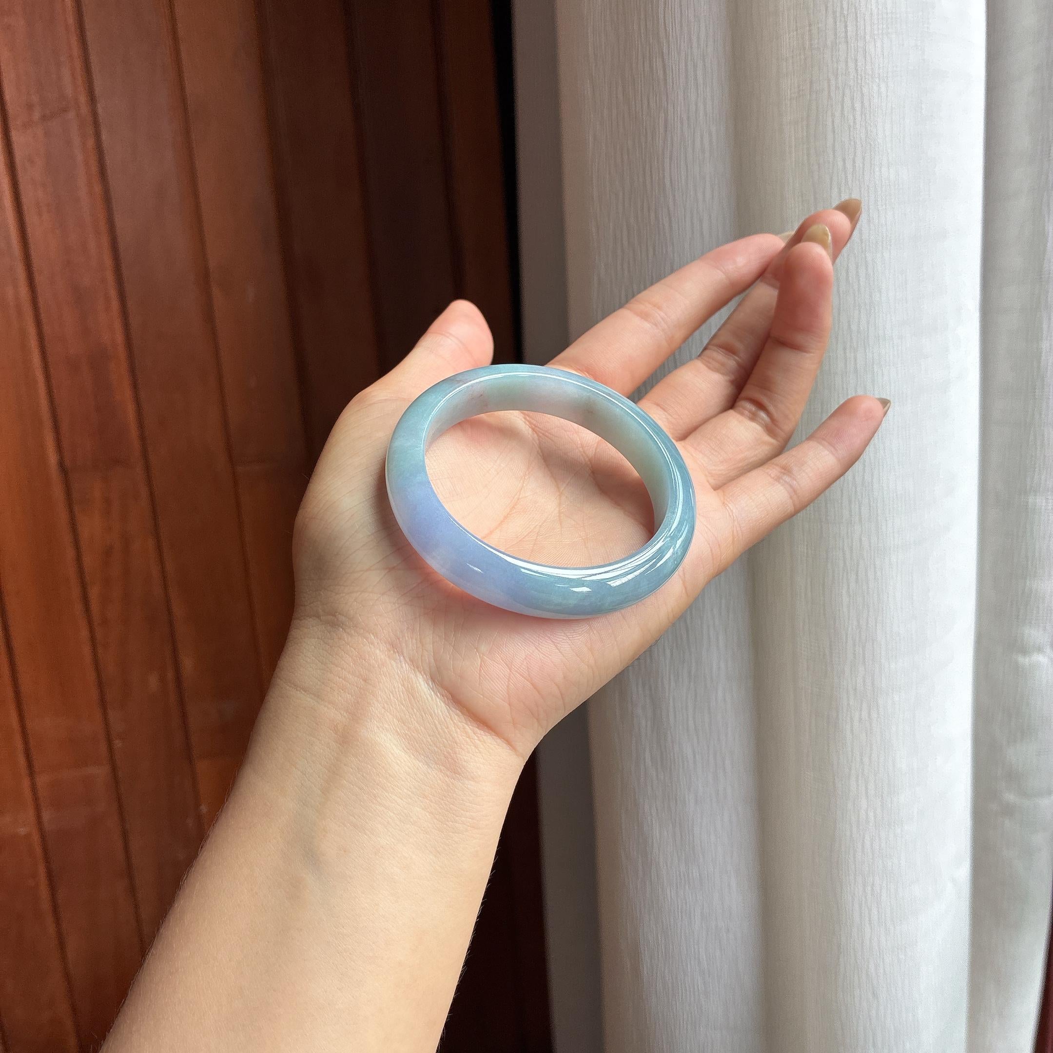 糯冰特色紫罗兰翡翠平安镯（52.5mm）（yc420175）