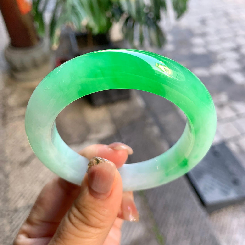 糯冰种飘阳绿平安镯（54.6mm）（yc292672）