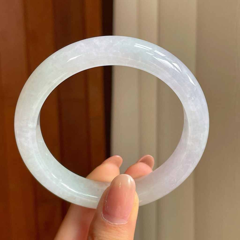 冰种淡紫罗兰翡翠平安镯（57.8mm）（yc342963）