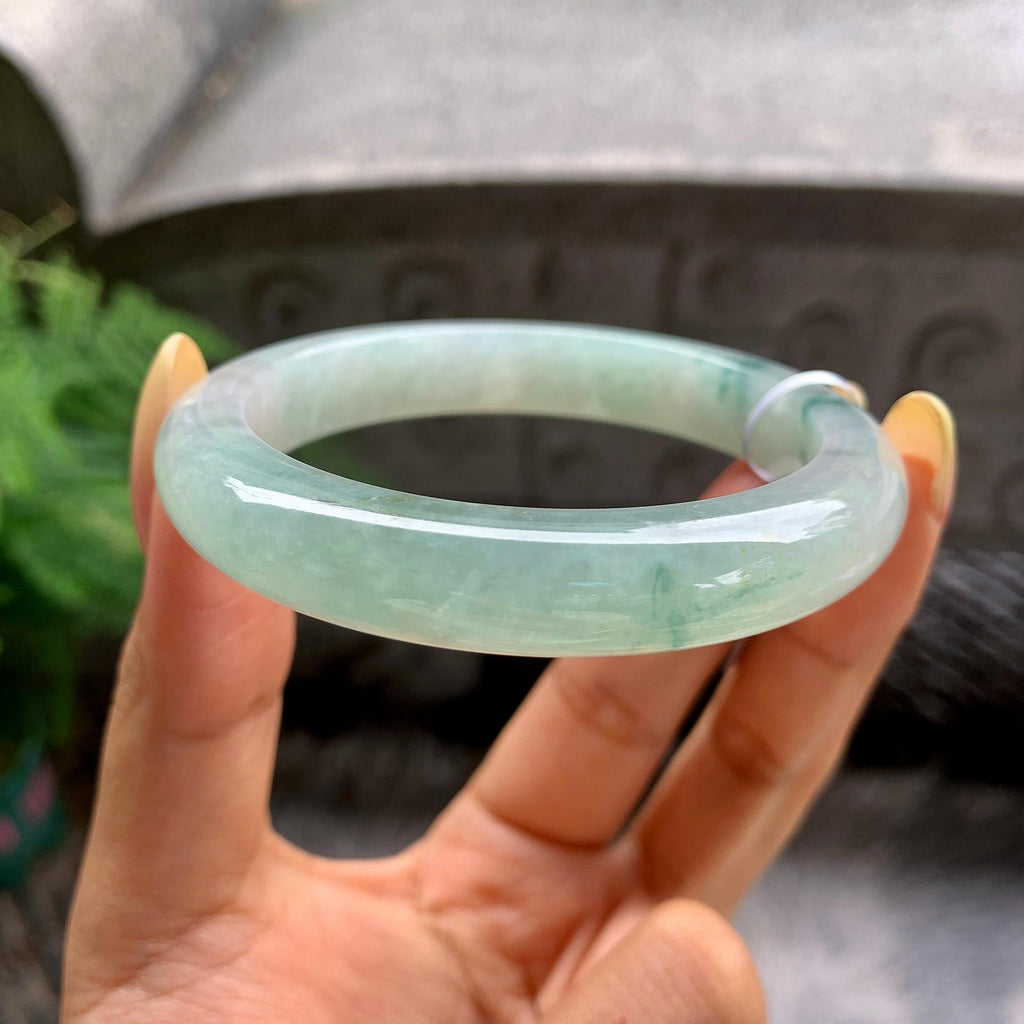 细糯种飘花正圈平安镯55圈 天然缅甸A货翡翠（yc481899）