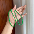 糯冰满绿翡翠珠串项链（yc247169）