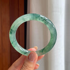 冰种飘花翡翠圆条手镯（55.5mm）（yc412137）