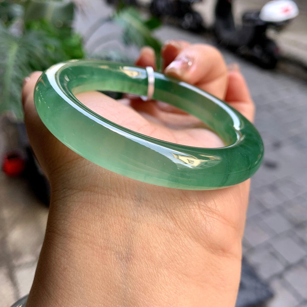 冰种晴底飘花圆条手镯（54.3mm）（yc292673）