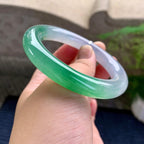 糯冰种翠绿圆条手镯（55.8mm）（yc228500）