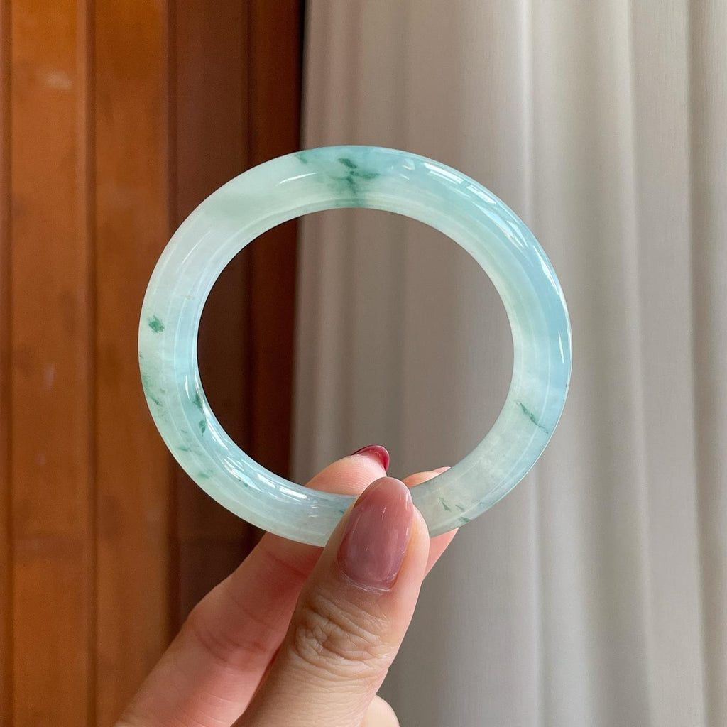 糯冰飘花翡翠圆条手镯（51mm）（yc302155）
