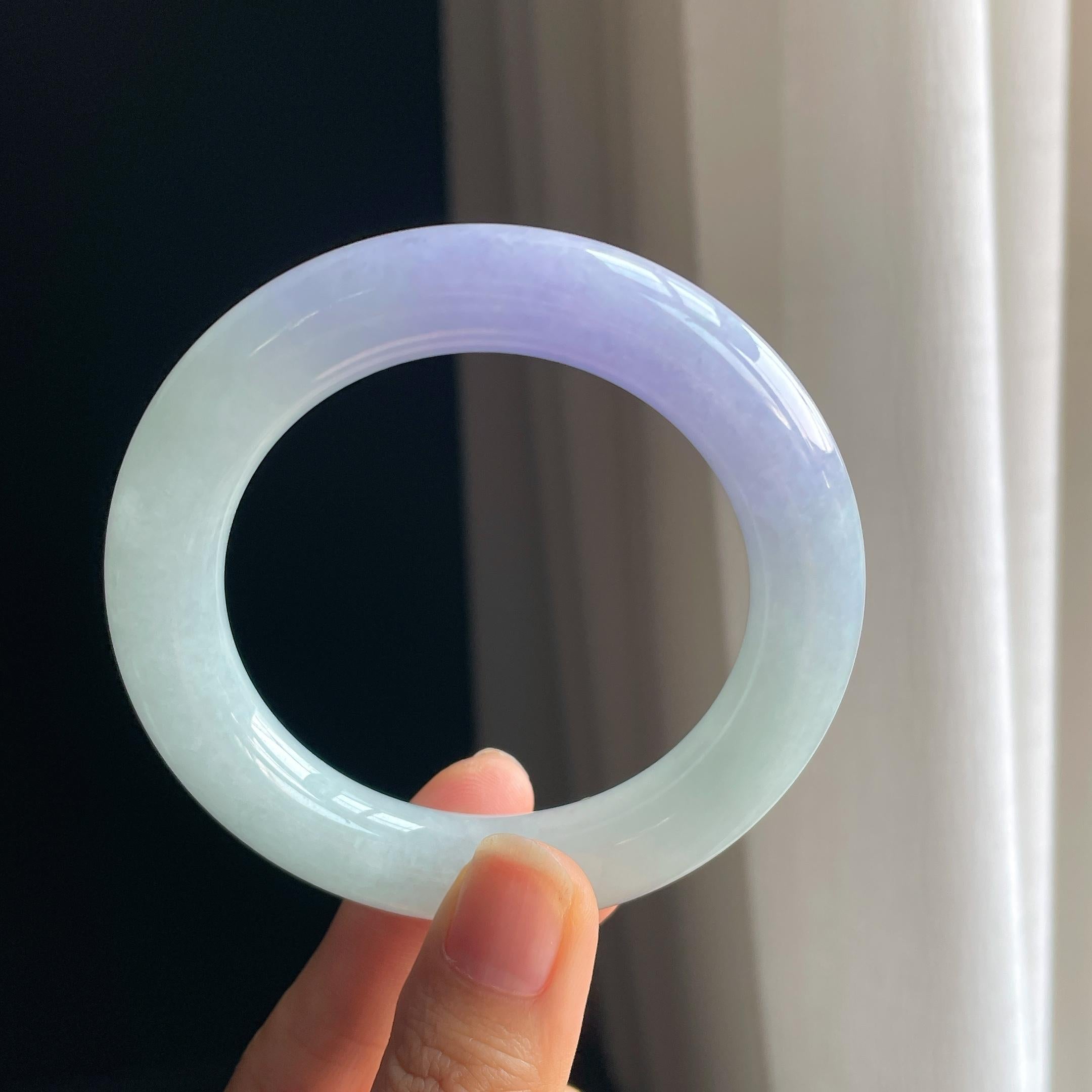 糯冰紫罗兰翡翠圆条手镯（55mm)（yc349385）