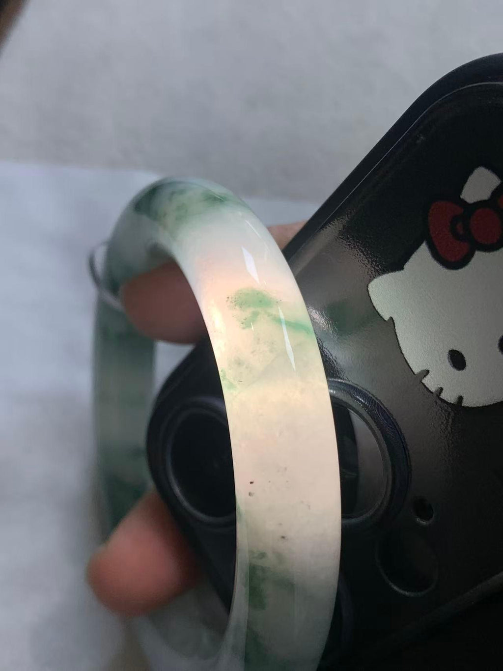 糯冰种飘花圆条手镯（51.5mm）（yc249455）