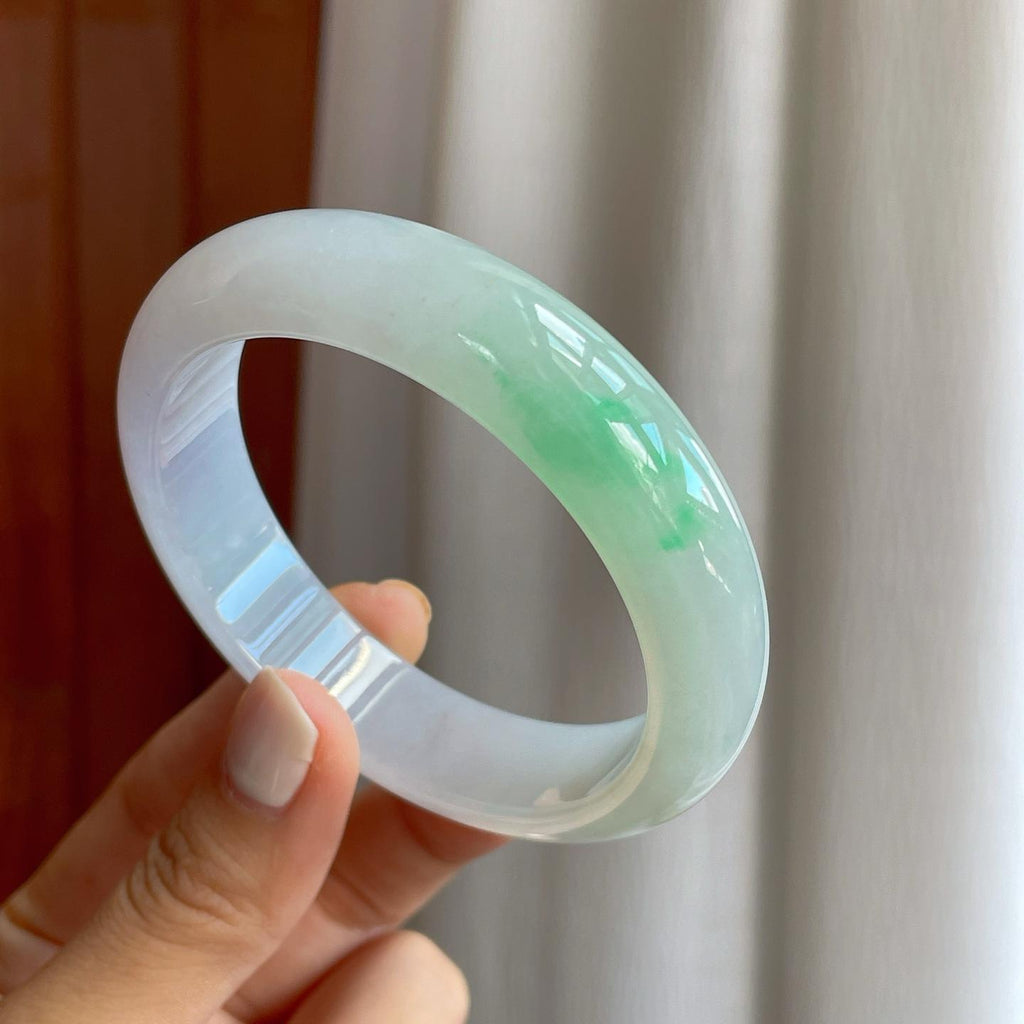 糯冰带色翡翠平安镯（58.8mm）（yc254961）