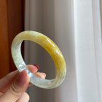 糯冰带黄翡翡翠平安镯（56.7mm）（yc305924）