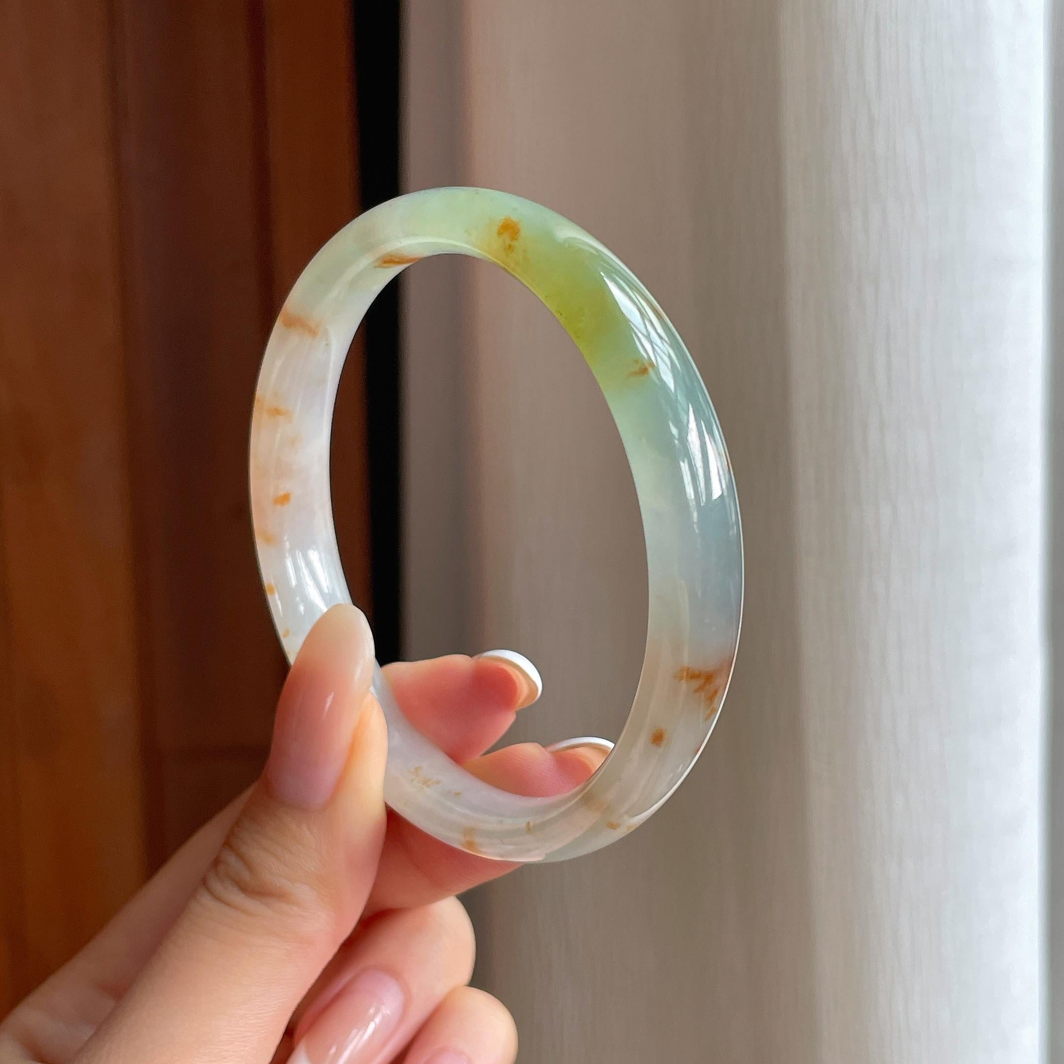 糯冰特色翡翠平安镯（59mm)（yc413784）