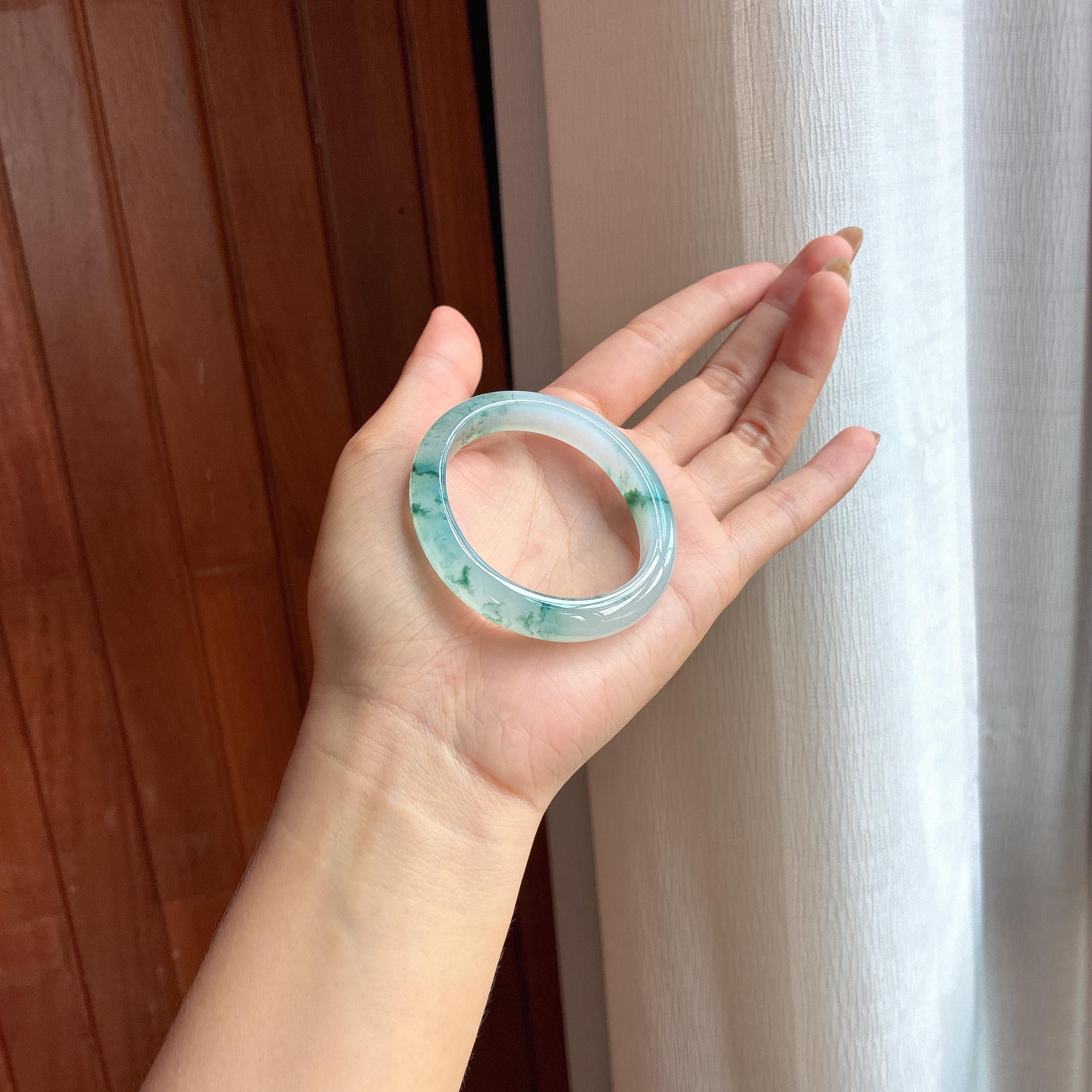冰种贵妃飘花翡翠手镯（53mm）（yc418436）