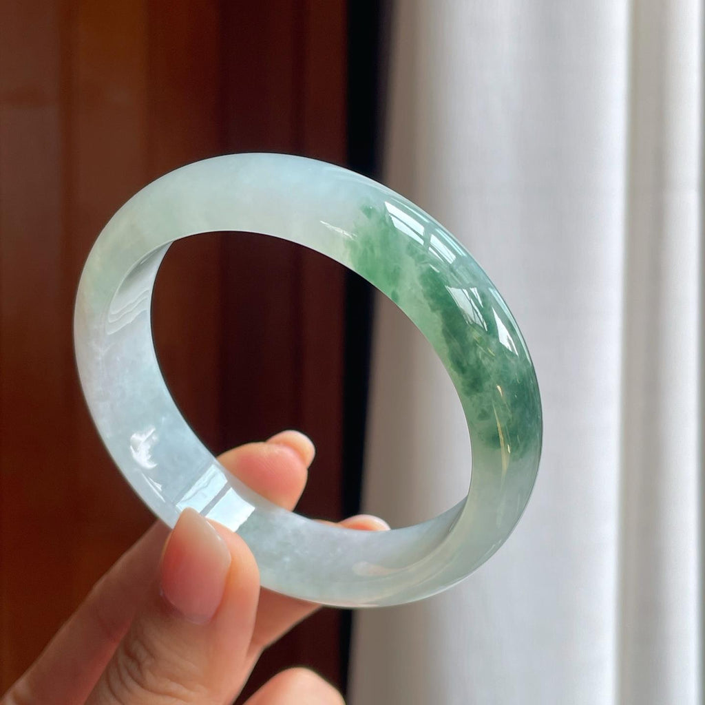 糯冰飘花翡翠平安镯（58.5mm）（yc457469）
