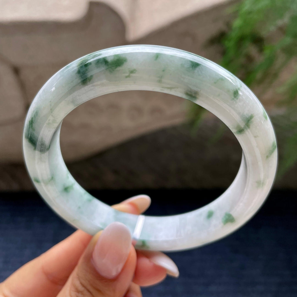 大圈口   糯种飘花正圈平安镯    61.2圈    天然缅甸A货翡翠（yc410283）