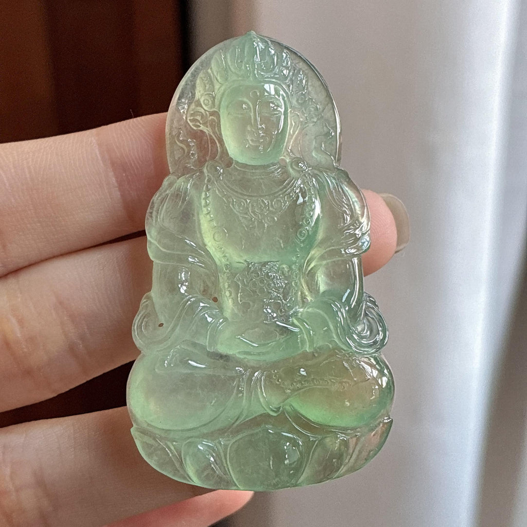 冰种晴水度母挂件 天然缅甸A货翡翠（yc484401）