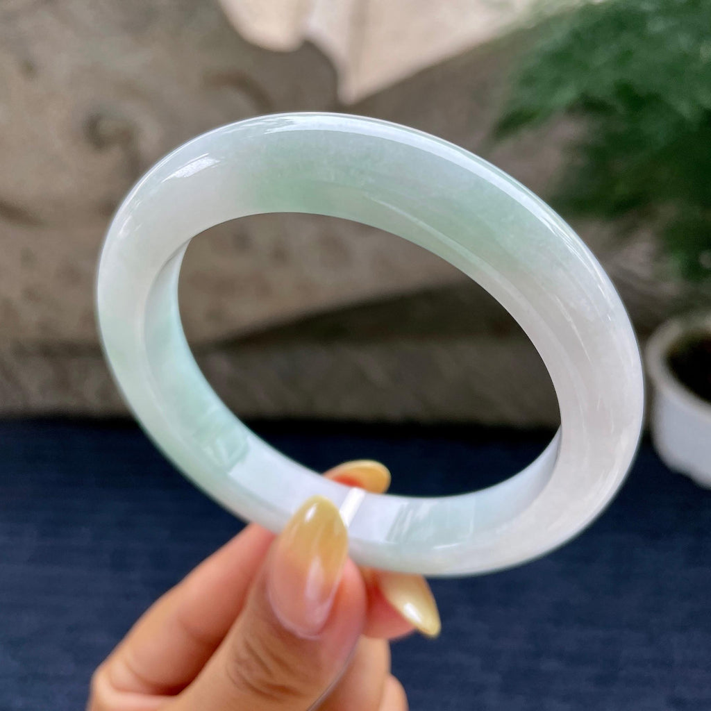 细糯种带底色正圈平安镯57圈 天然缅甸A货翡翠（yc481942）