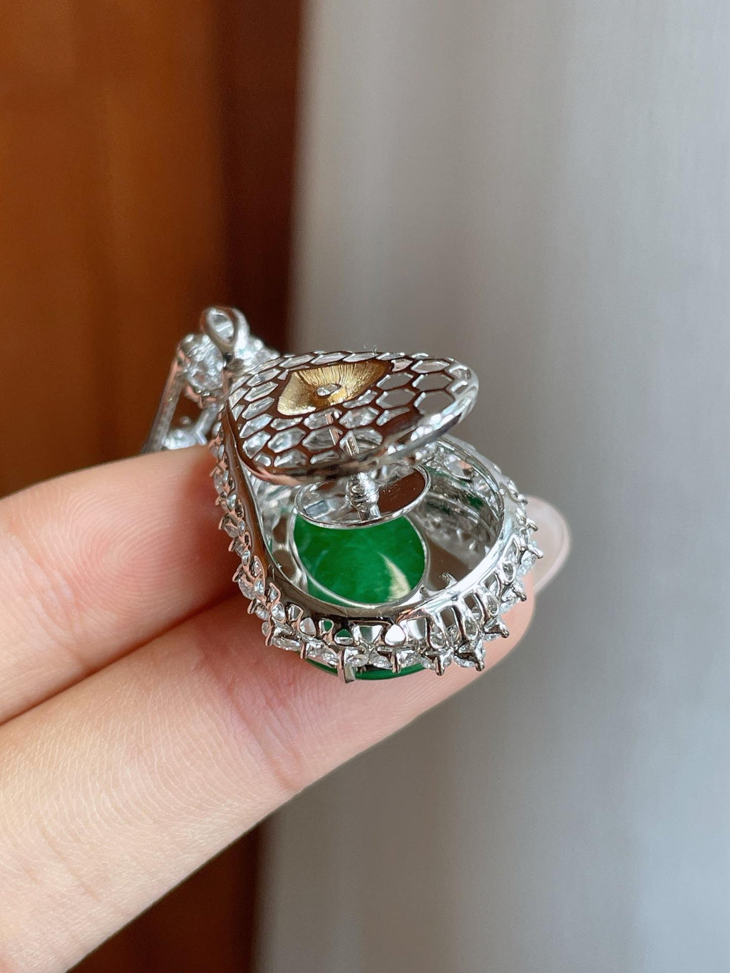 18k金镶糯冰满绿翡翠葫芦（yc241850）