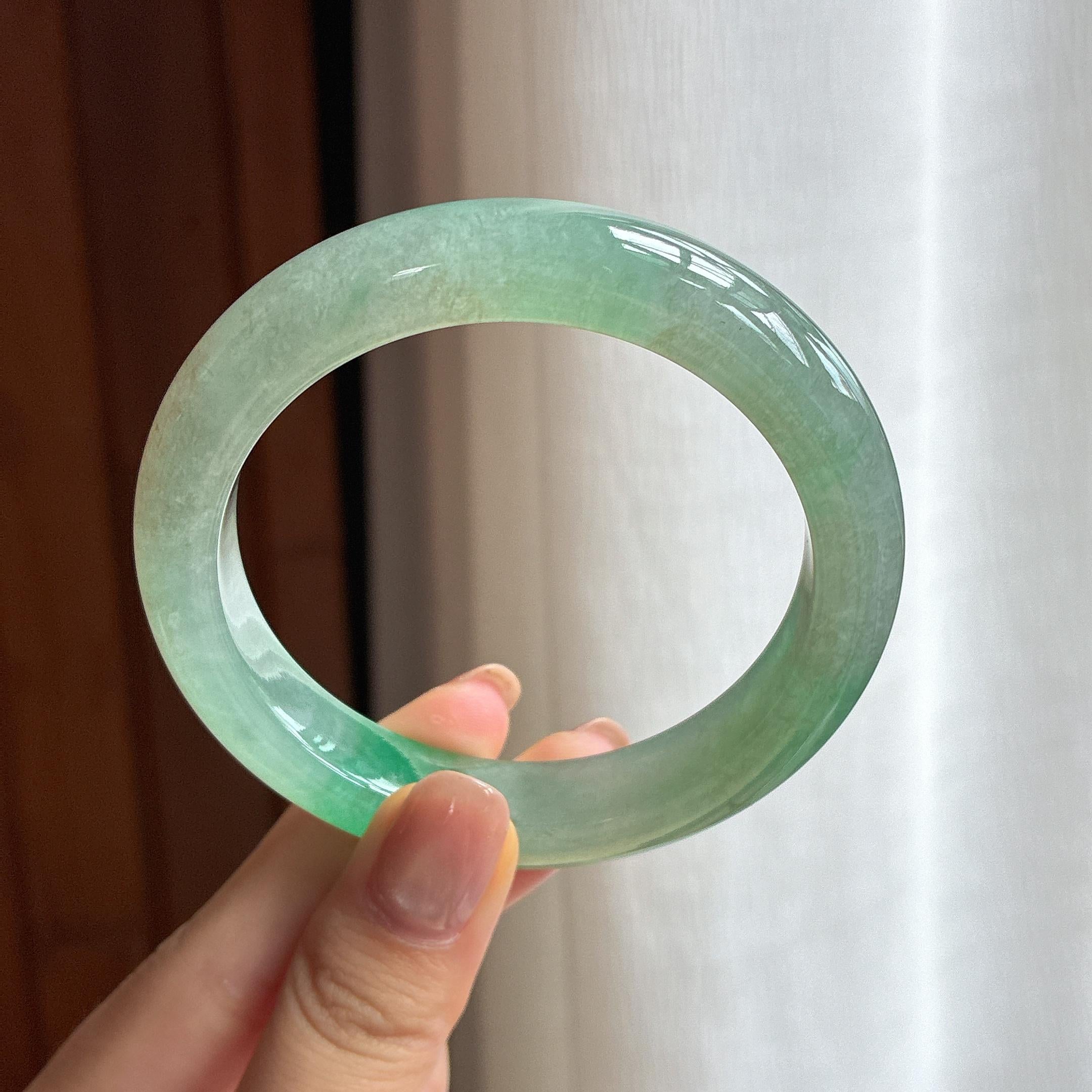 冰种带色翡翠平安镯（56.7mm)（yc424258）