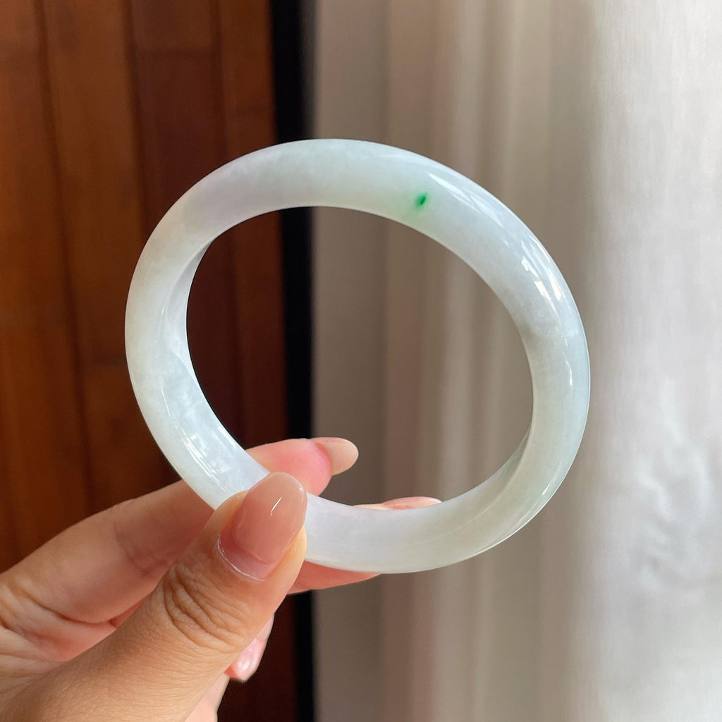 细糯冰带一抹翠绿正圈平安镯 57圈（yc711643）