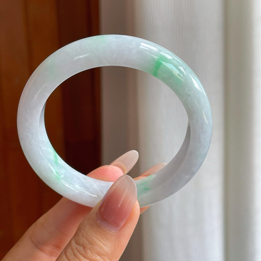 糯冰带色翡翠平安镯（54.5mm）（yc311349）