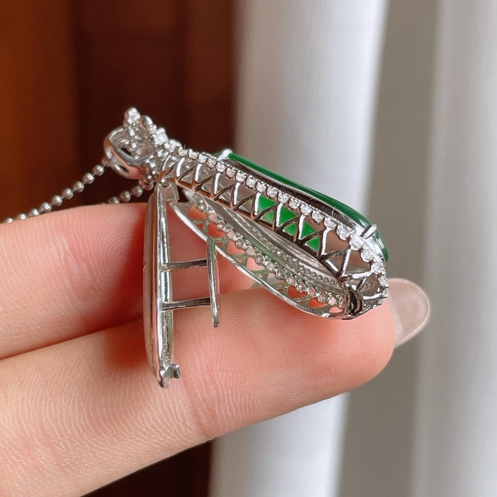 18k金镶冰种满绿翡翠福瓜（yc246195）