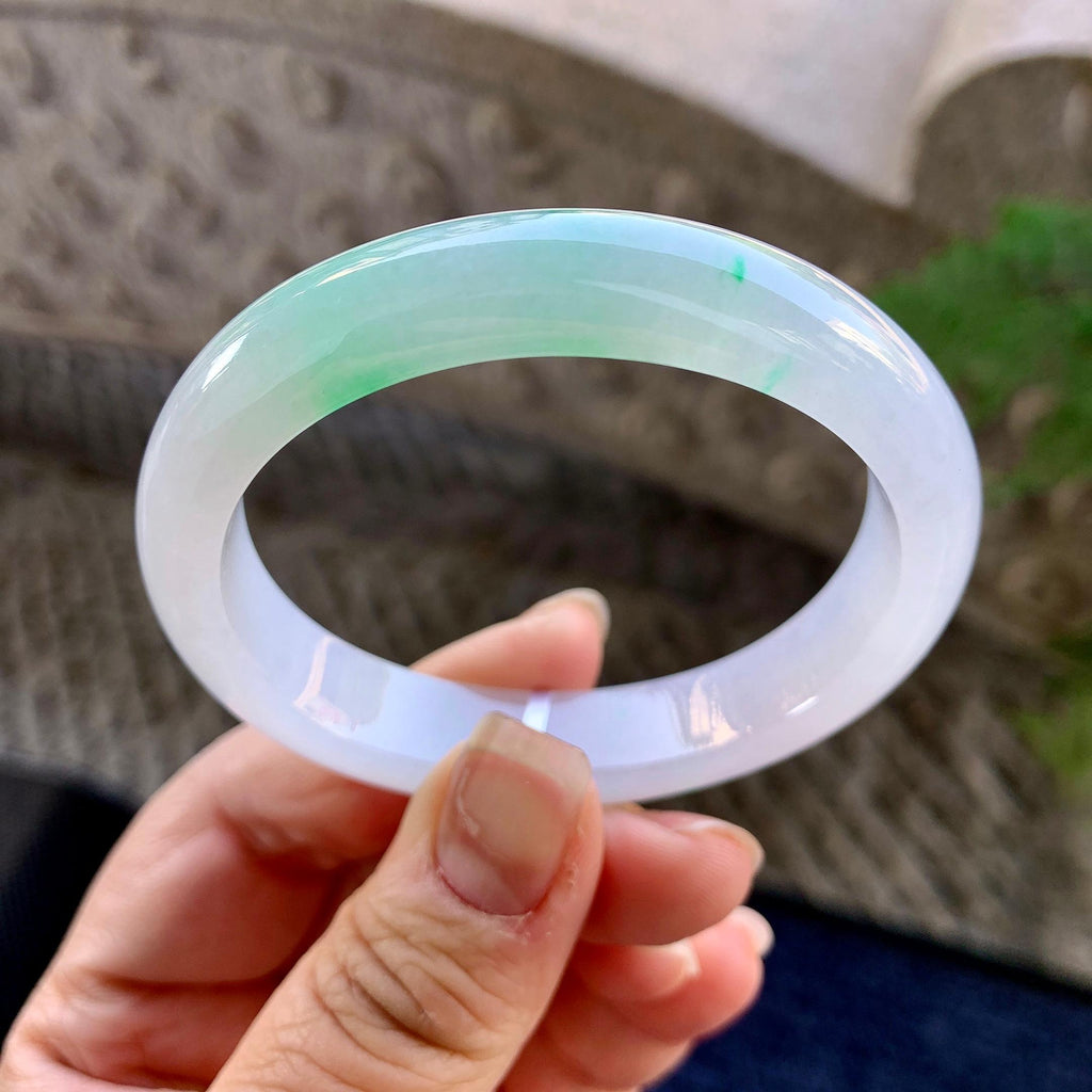 糯冰种白底青贵妃手镯（53.4mm）（yc305698）