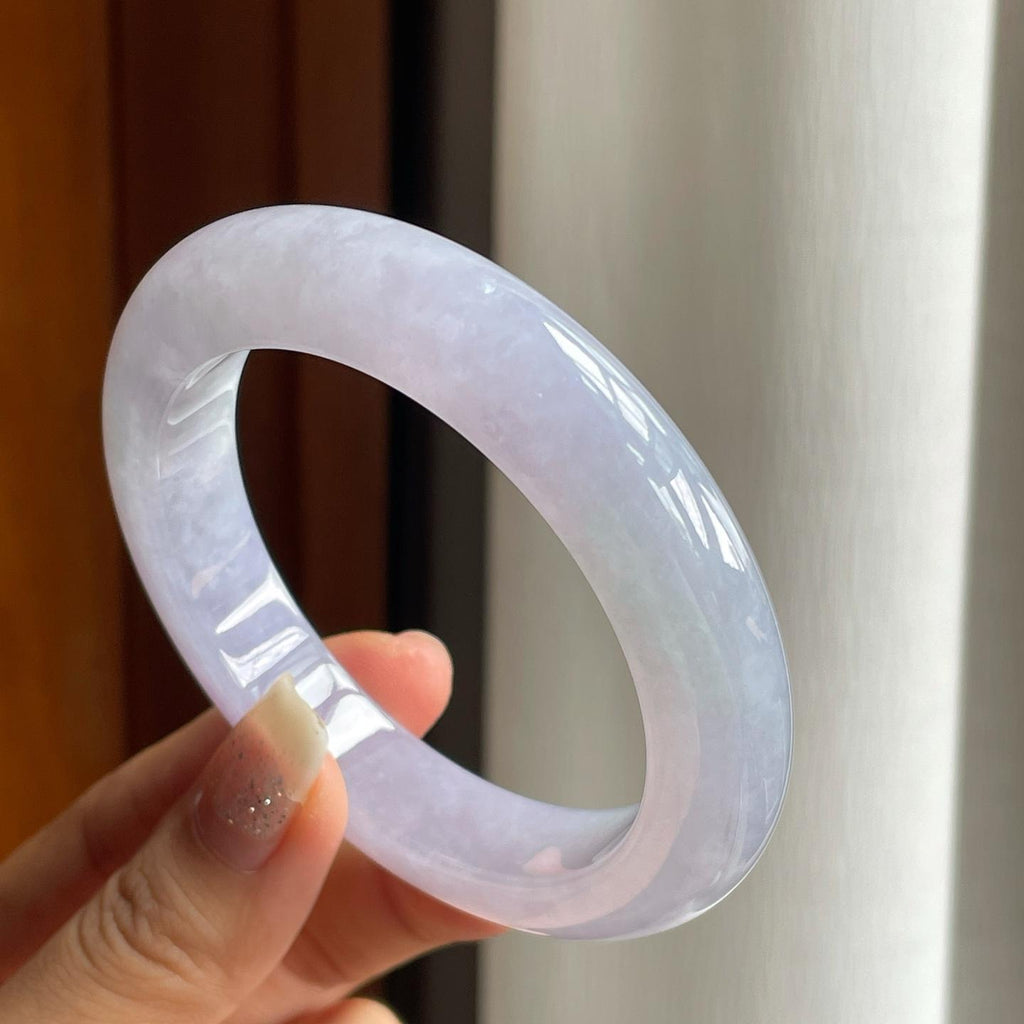 冰种紫罗兰翡翠平安镯（58mm）（yc185066）