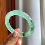 冰种飘花翡翠圆条手镯（55mm）（yc247650）