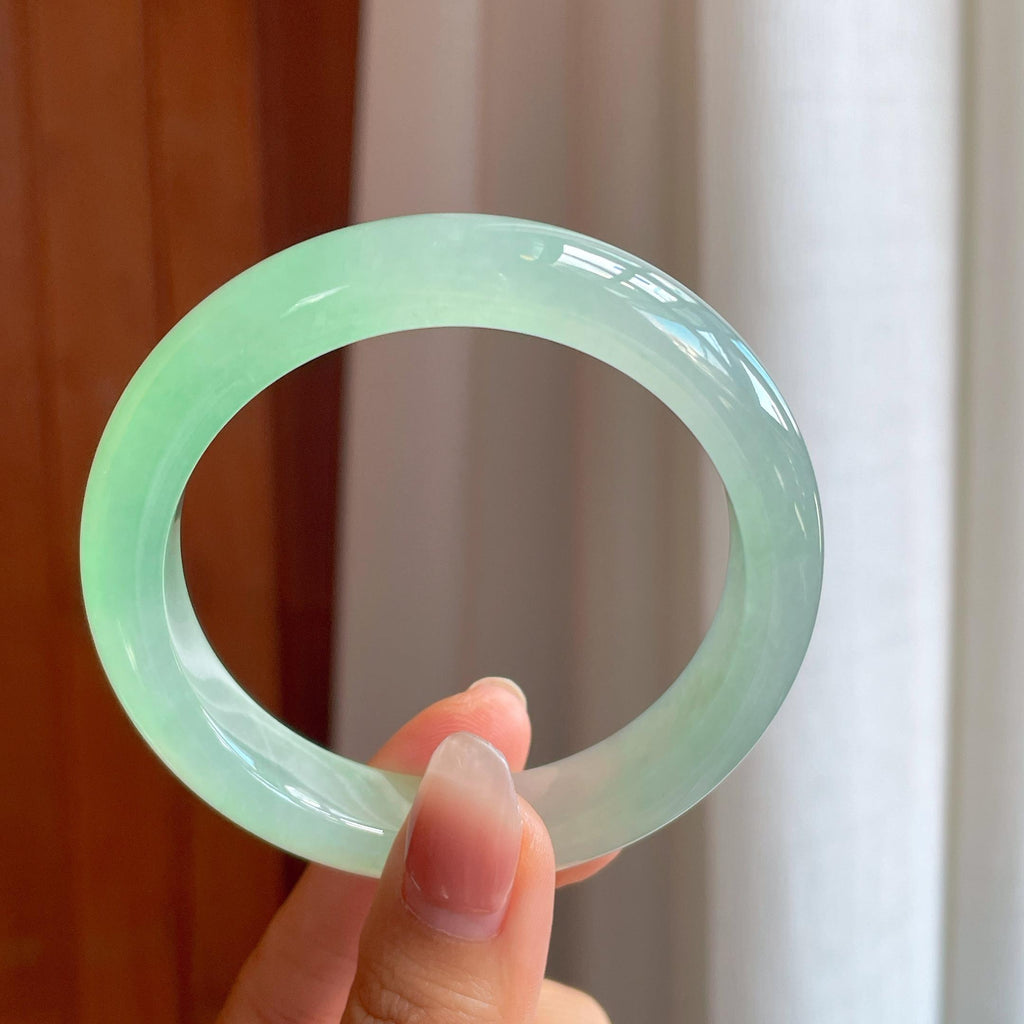 冰种绿晴底翡翠平安镯（57.7mm）（yc319511）